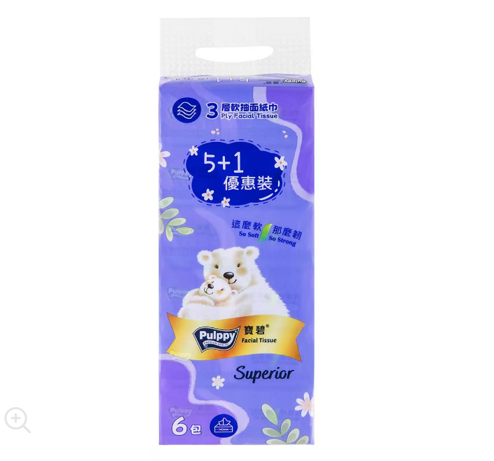寶碧｜三層優質軟抽面紙（5+1優惠裝）