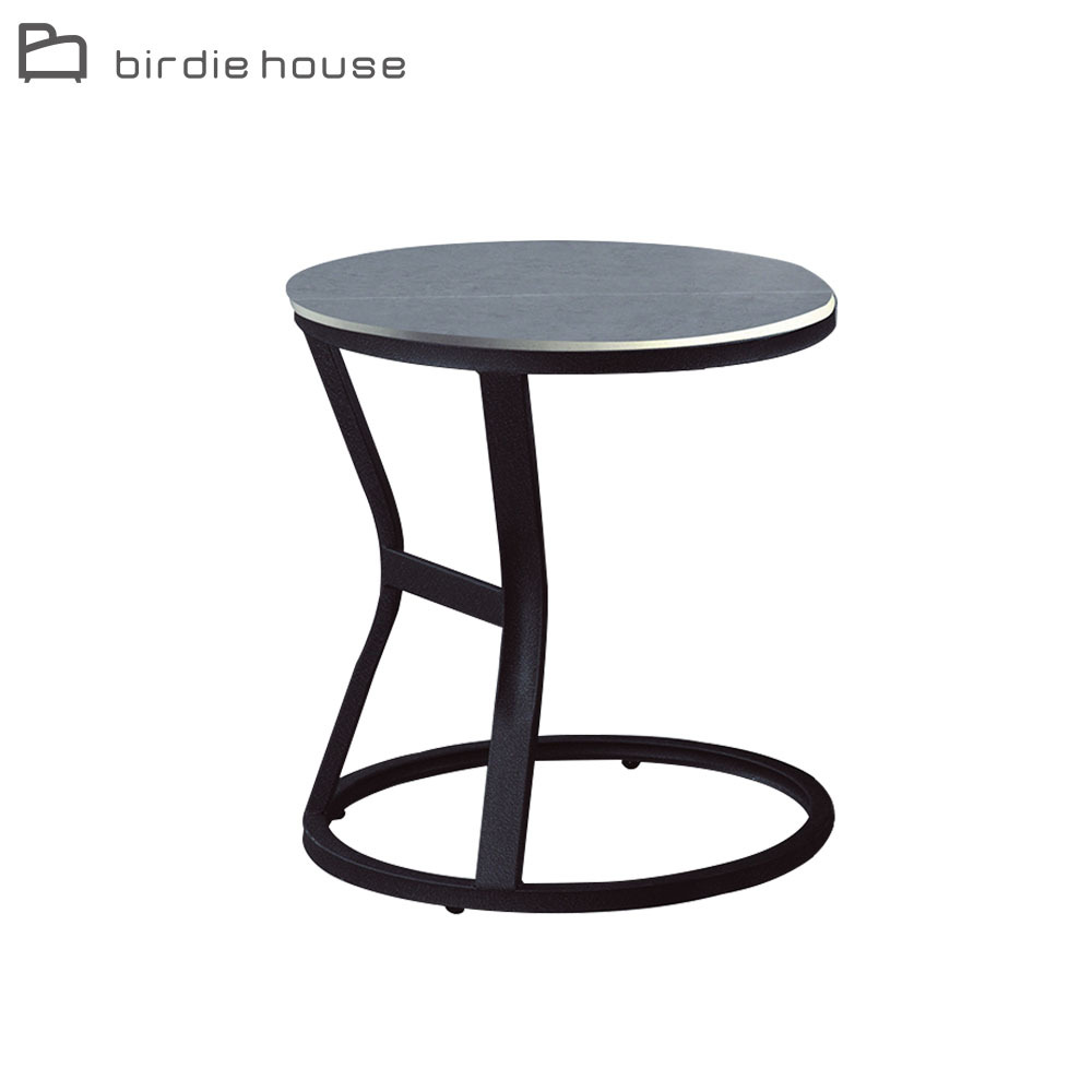 柏蒂家居-查茲工業風1.7尺岩板圓形小茶几/邊桌