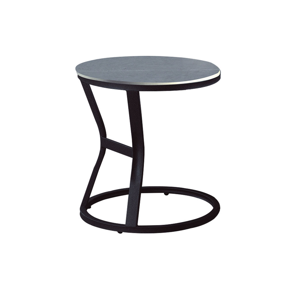 柏蒂家居-查茲工業風1.7尺岩板圓形小茶几/邊桌
