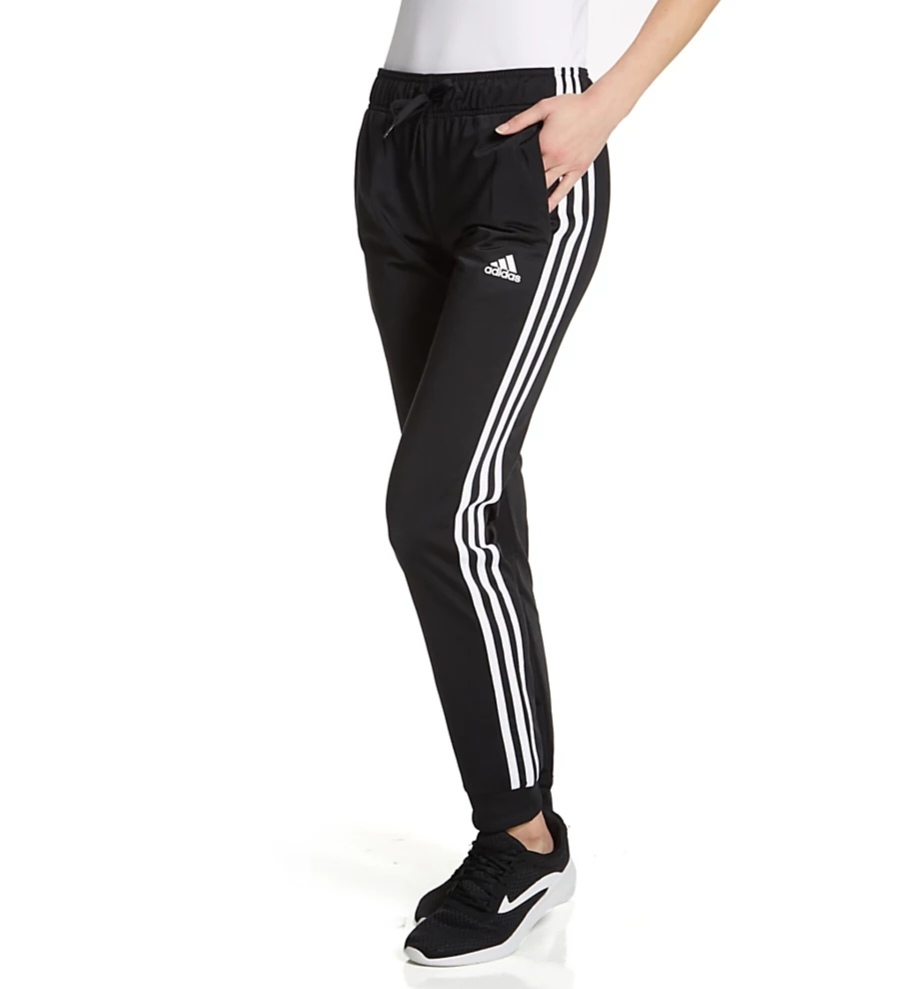 [S] ADIDAS BLACK/WHITE WOMEN'S 3 STRIPED TRACK PANTS TRICOT, JF3383-BLACK/WHITE (SZZ898)