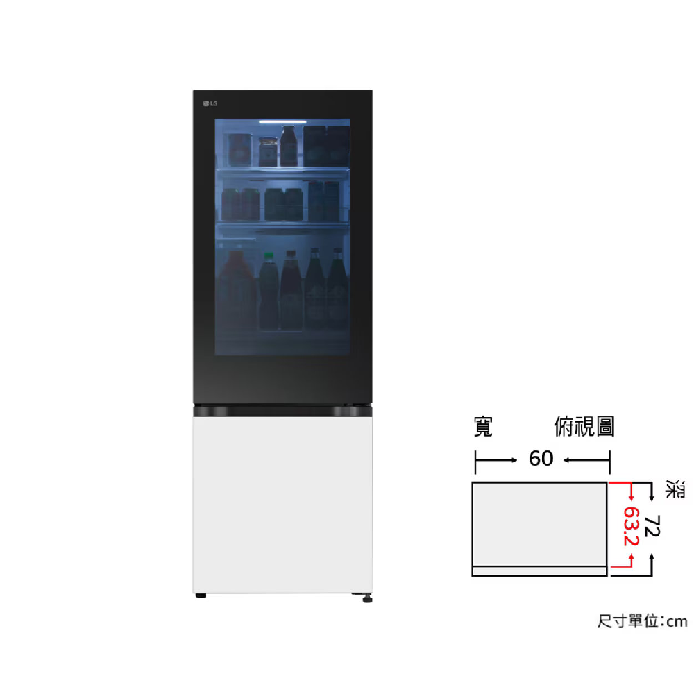 LG 樂金 332公升 InstaView™ 敲敲看變頻雙門冰箱 雲朵白 GN-BF330WV