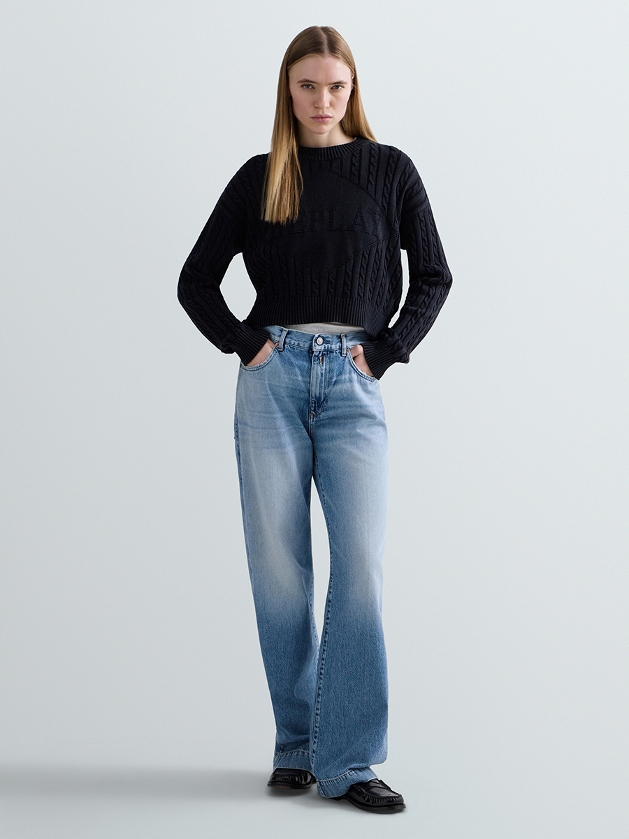 MELJA 寬鬆直筒丹寧牛仔褲