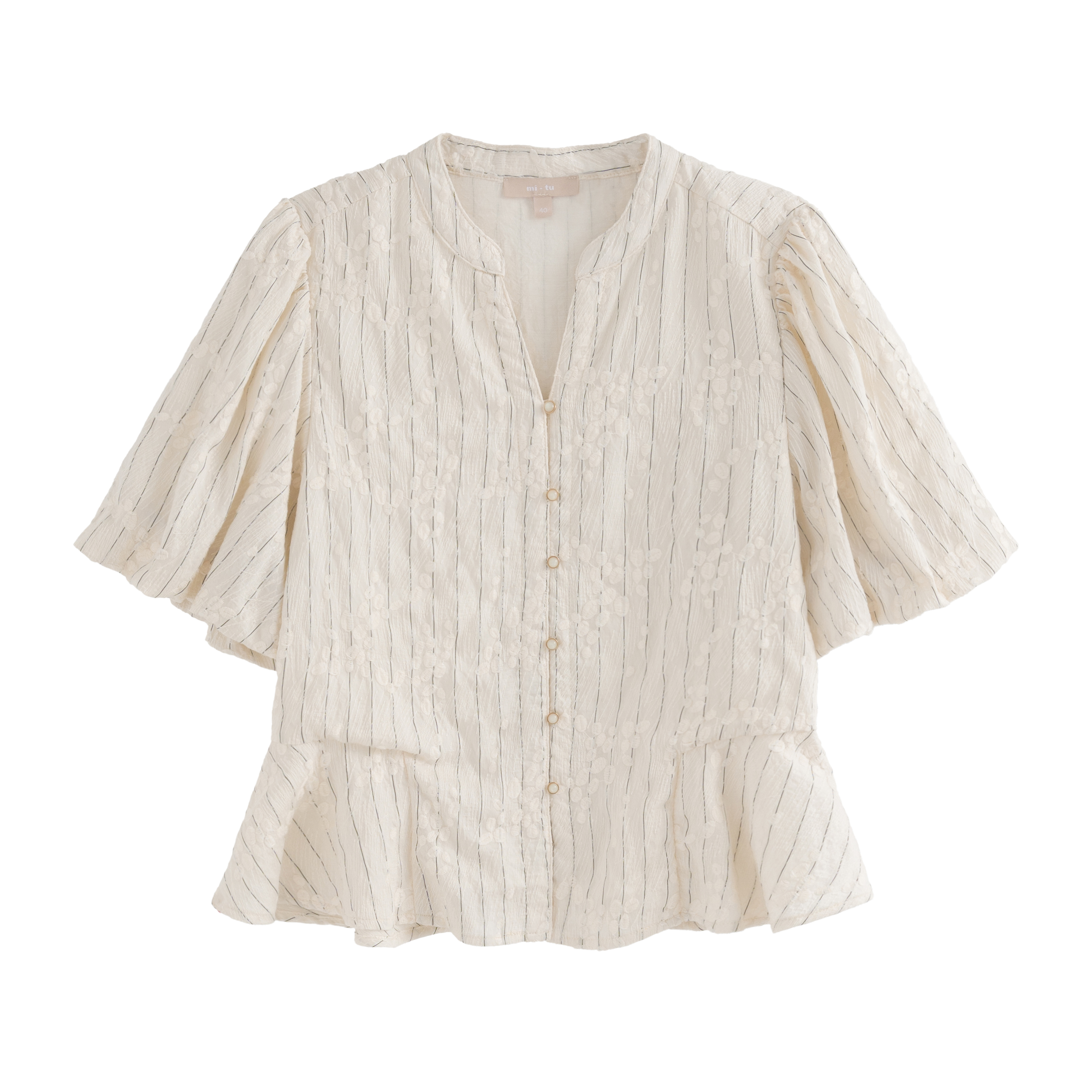 mi-tu 刺繡花V領上衣