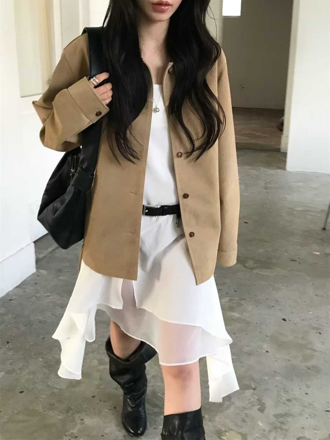 A06-歐膩麂皮綁帶外套