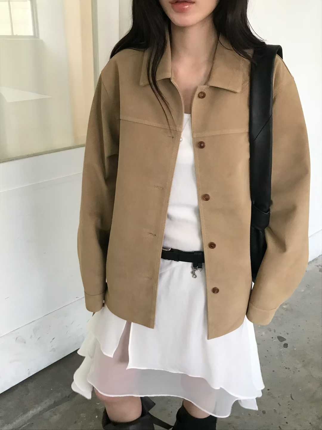 A06-歐膩麂皮綁帶外套