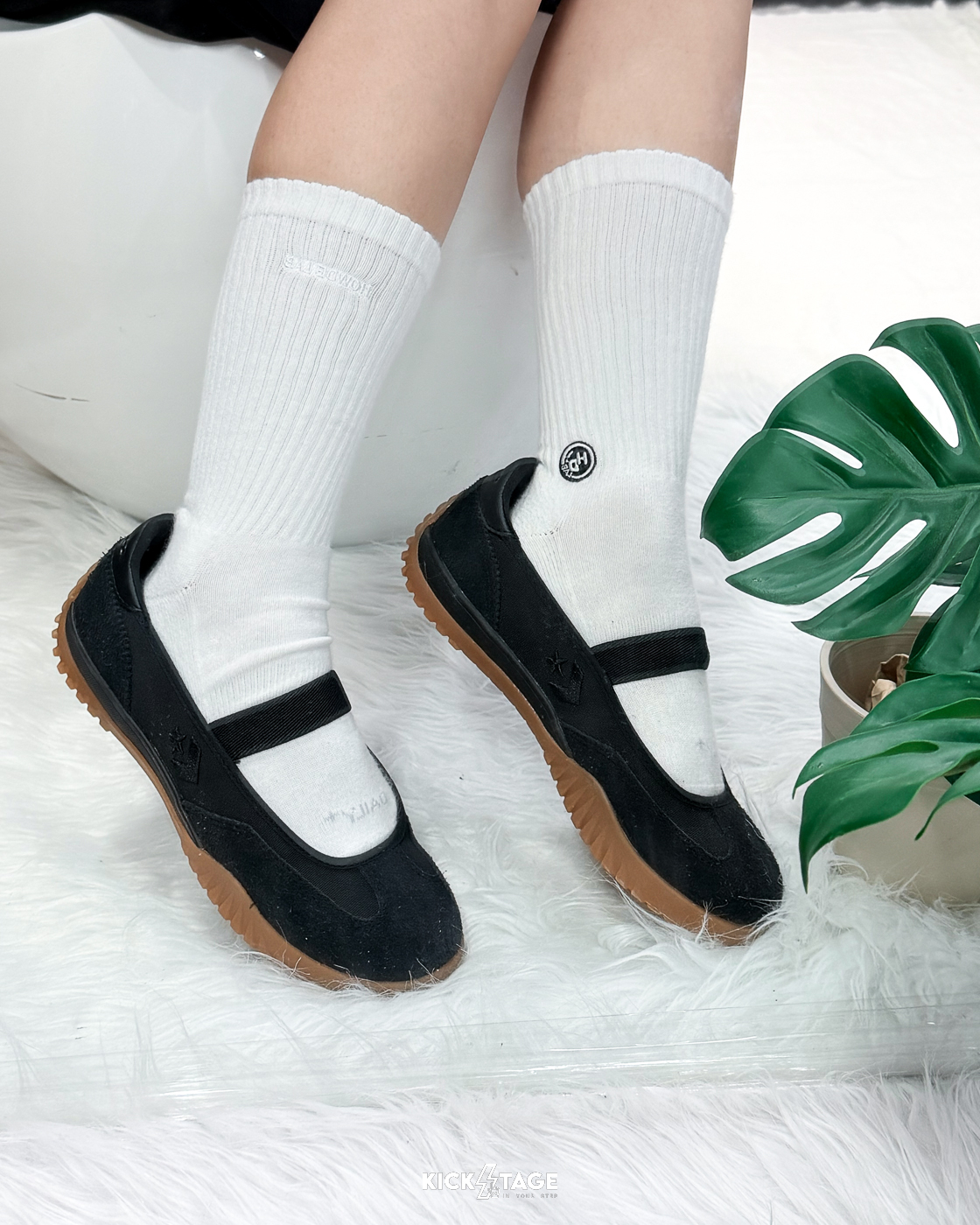 男女鞋 CONVERSE RUN STAR TRAINER BALLET FLAT 黑 帆布 麂皮 膠底 鬆緊帶 瑪莉珍鞋 芭蕾舞鞋 休閒鞋【A16251C】