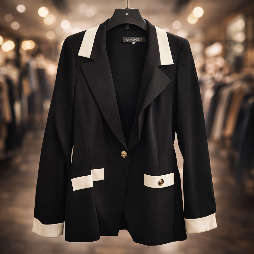 [S] KARL LAGERFELD BLACK/SOFT WHITE LONG SLEEVE KNIT BLAZER, G57J6170-XSF (SKL1562)