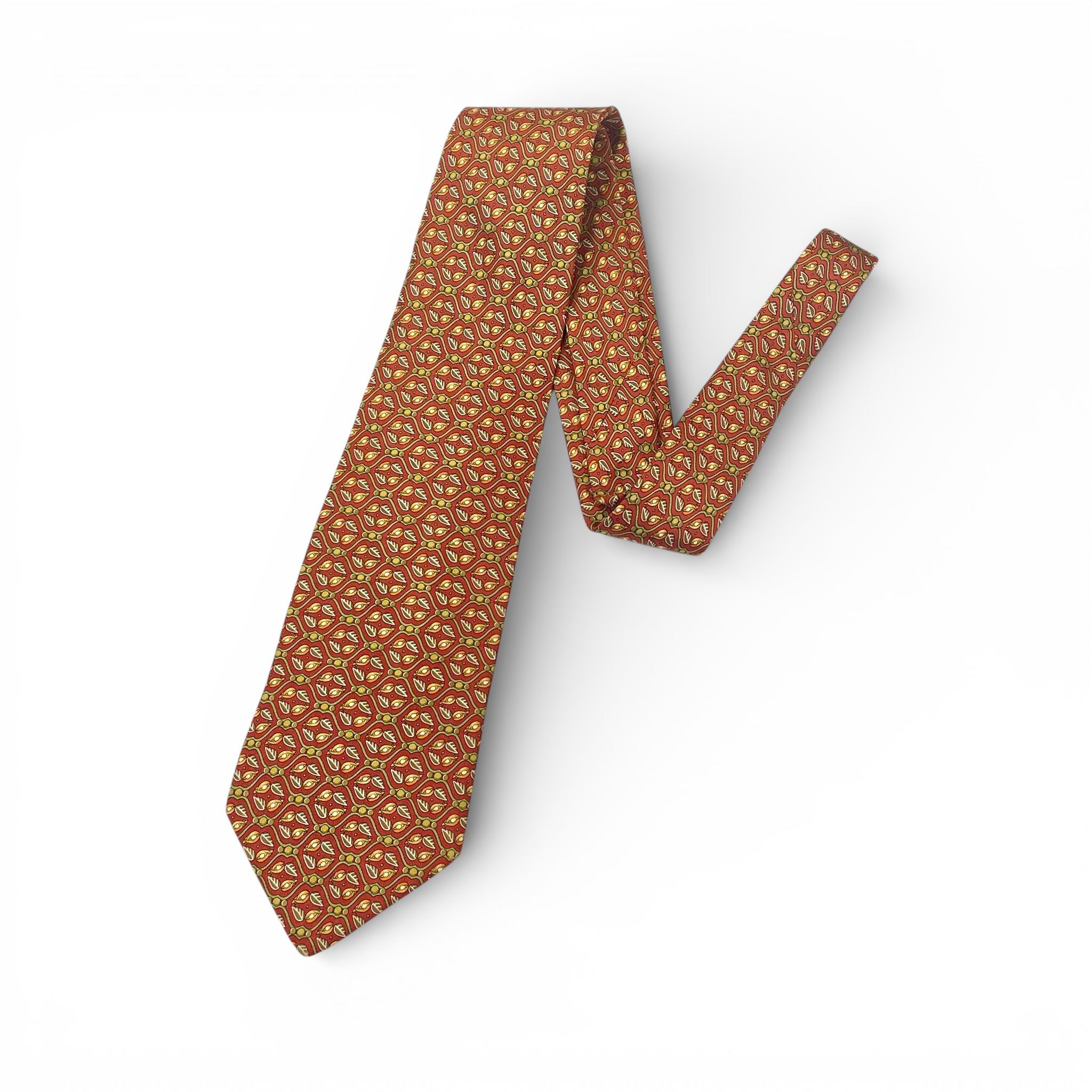 全新FERAGAMO TIE 7CM 真絲 橙紅色 #菲拉格幕領呔 #BRAND NEW#香榭站正品