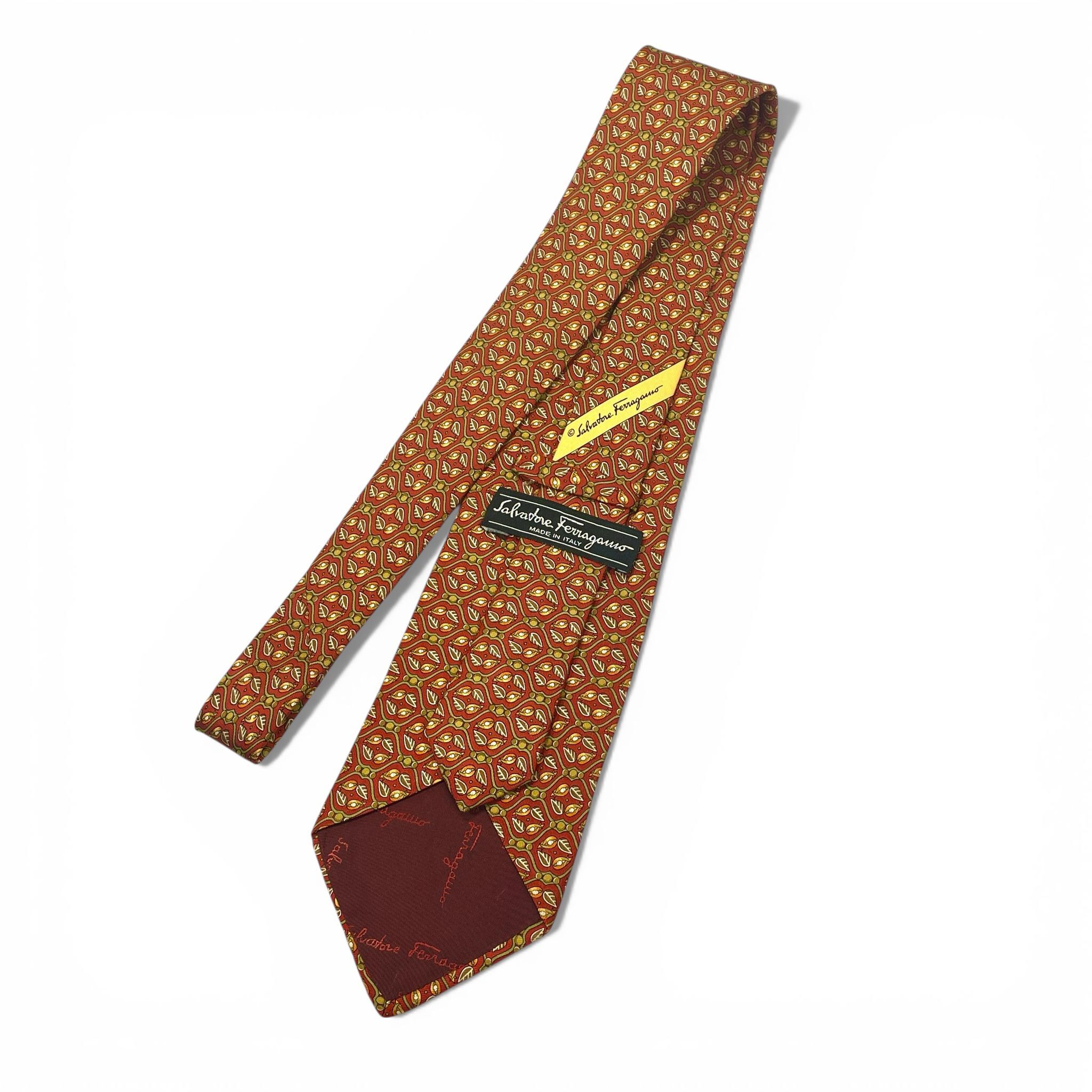 全新FERAGAMO TIE 7CM 真絲 橙紅色 #菲拉格幕領呔 #BRAND NEW#香榭站正品