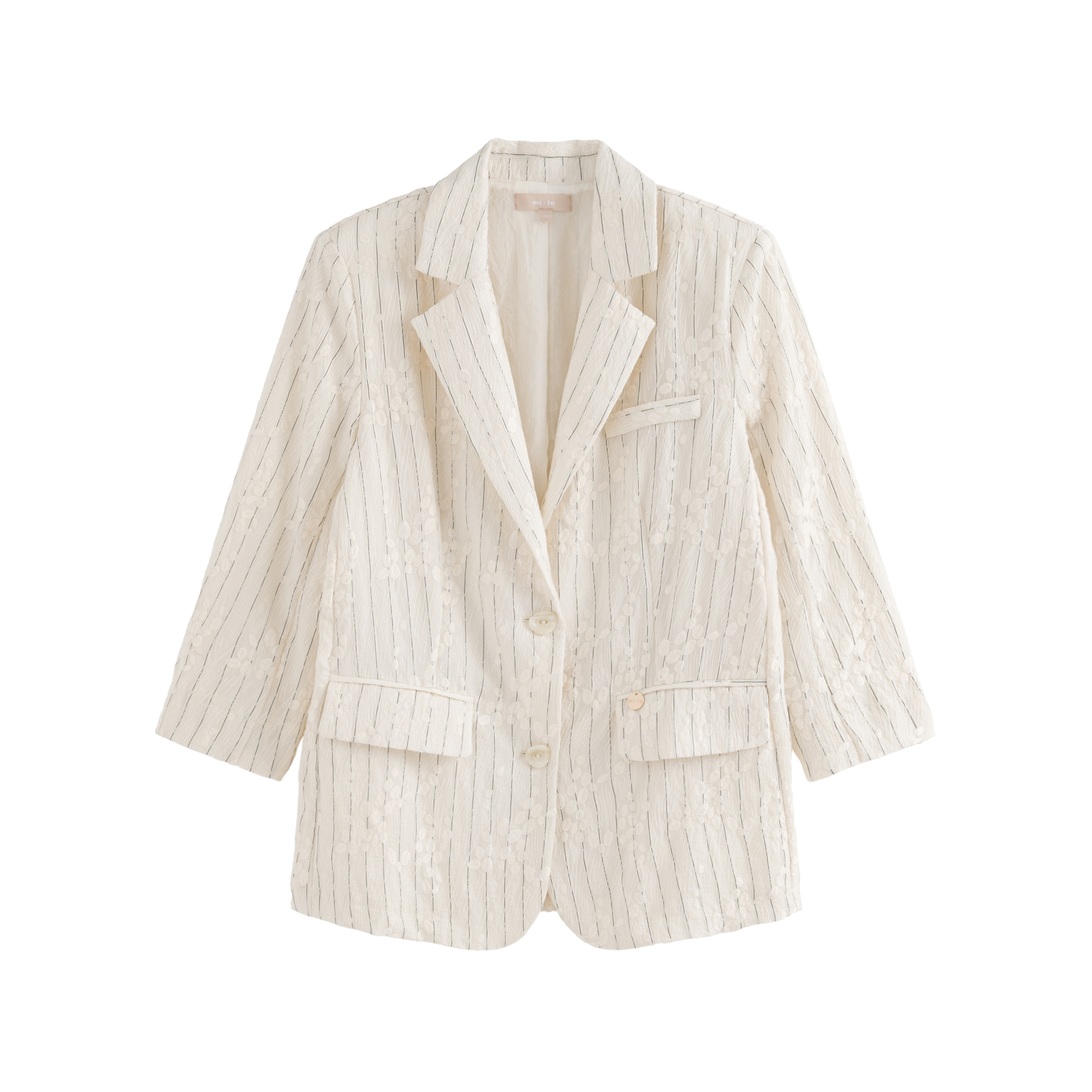 mi-tu 刺繡花西裝外套