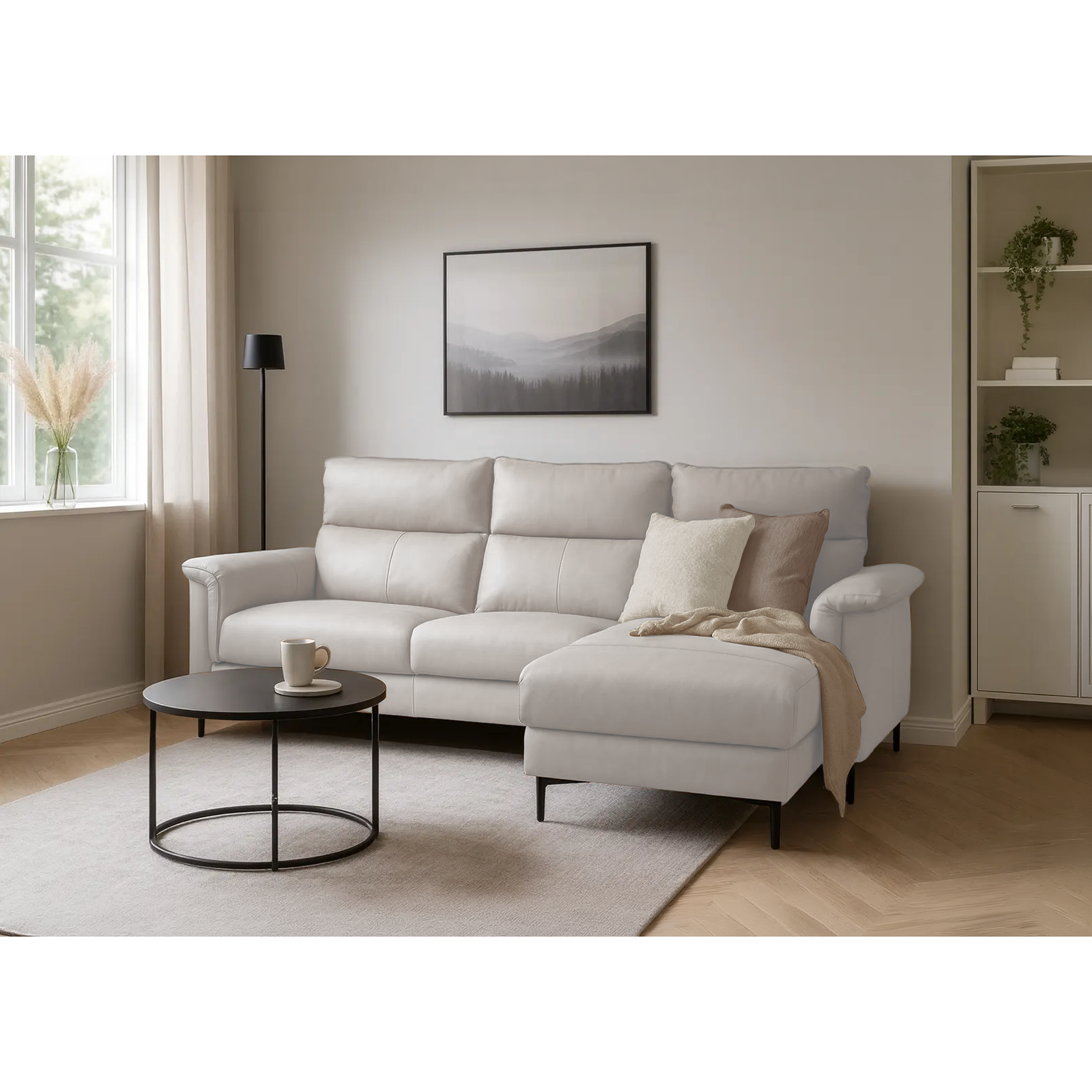 Austin L型皮沙發-玄米白〔SF9568〕