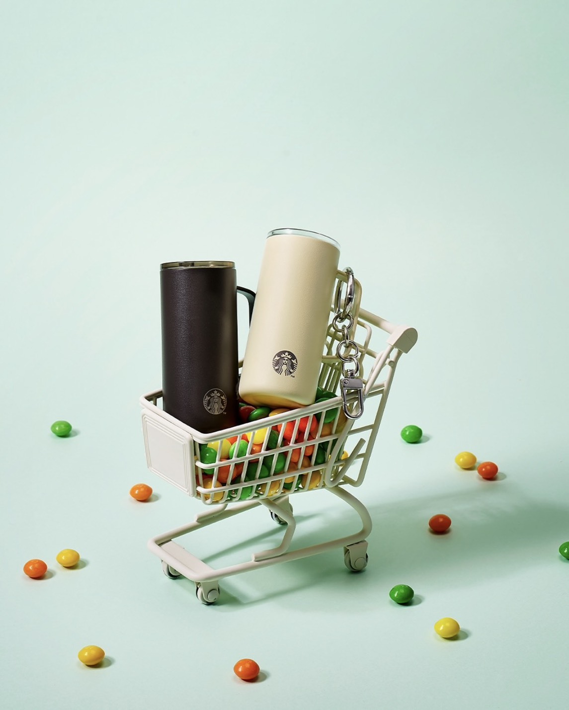 【OWN】星巴克 韓國限定 限量 週邊 保溫瓶 保溫杯 配件 吊飾 鑰匙圈 STARBUCKS 炭灰 奶油黃 白色 粉色