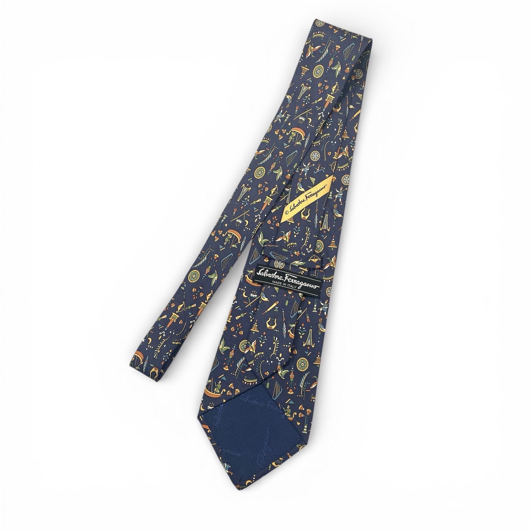 全新FERAGAMO TIE 7CM 真絲 深藍色 #菲拉格幕領呔 #BRAND NEW#香榭站正品