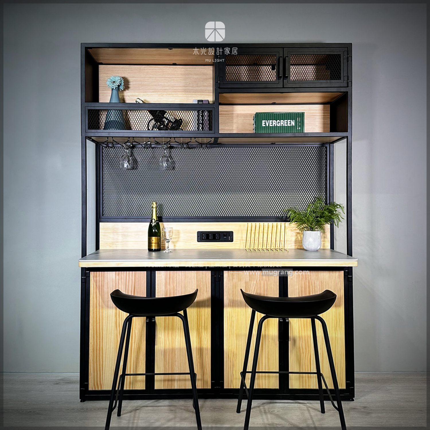 台灣製-工業收納造型岩板酒櫃吧檯-可訂製