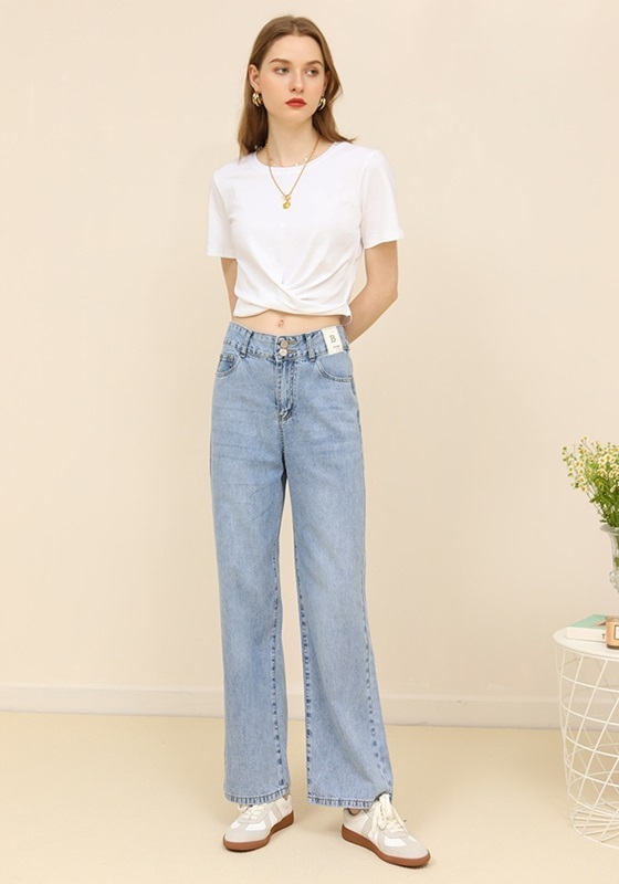 紐結短版柔棉上衣T恤 白色