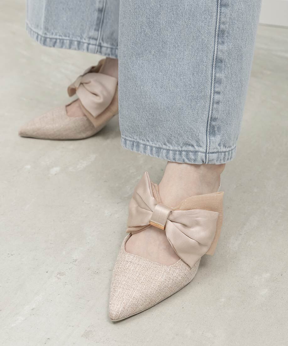[預購] RANDA 大蝴蝶結穆勒鞋跟鞋
