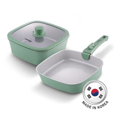 德國寶 German Pool    KPH-SQ24S2-GN‧韓國可拆式手柄易潔鑊煲套裝‧韓國製造‧香港行貨‧