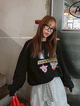 ᴴᴼᵀ ▸▸店長推薦◃◃ 春夏新款/可愛小狗塗鴉大學t MANIFEST正韓🇰🇷