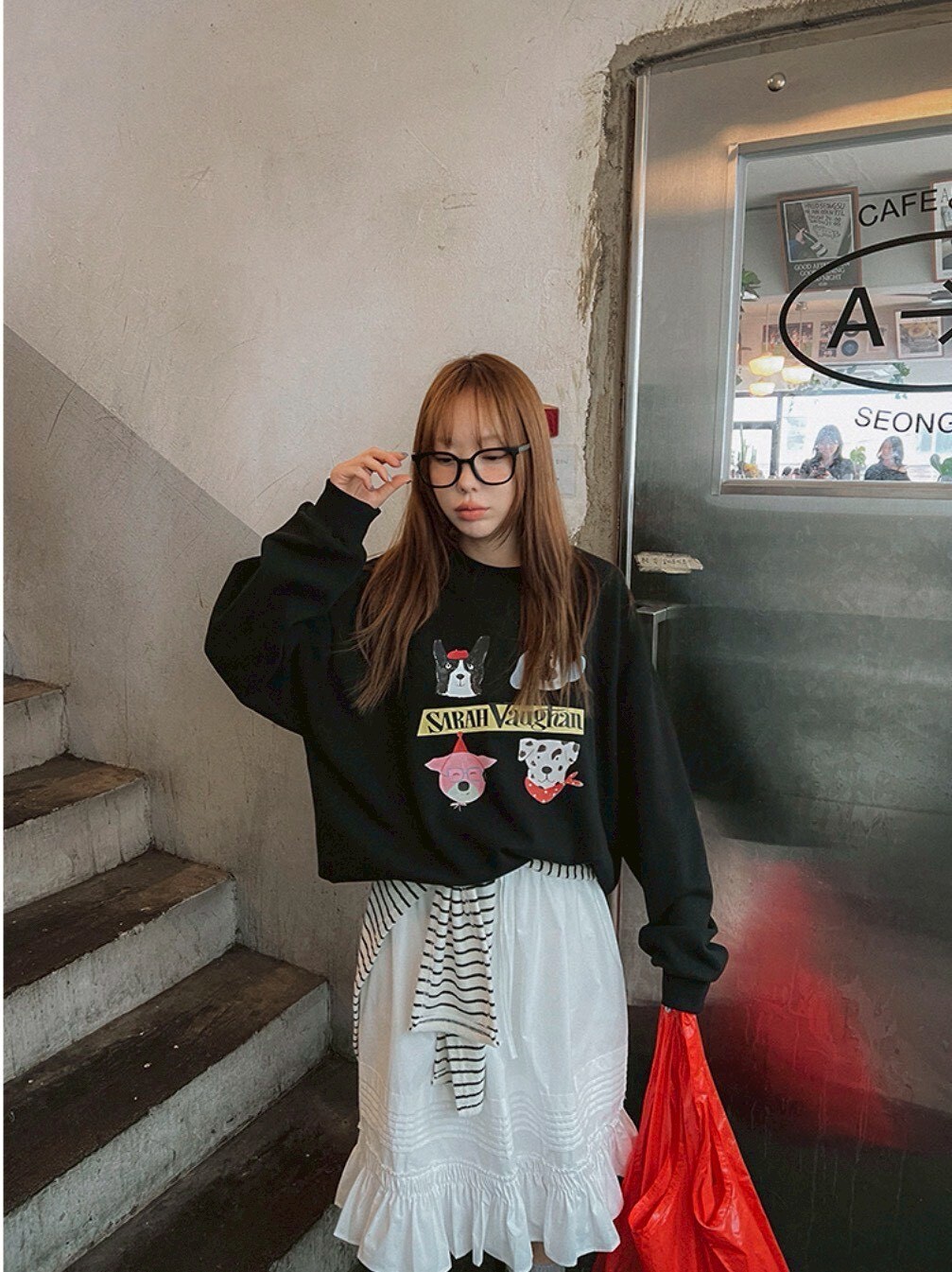 ᴴᴼᵀ ▸▸店長推薦◃◃ 春夏新款/可愛小狗塗鴉大學t MANIFEST正韓🇰🇷