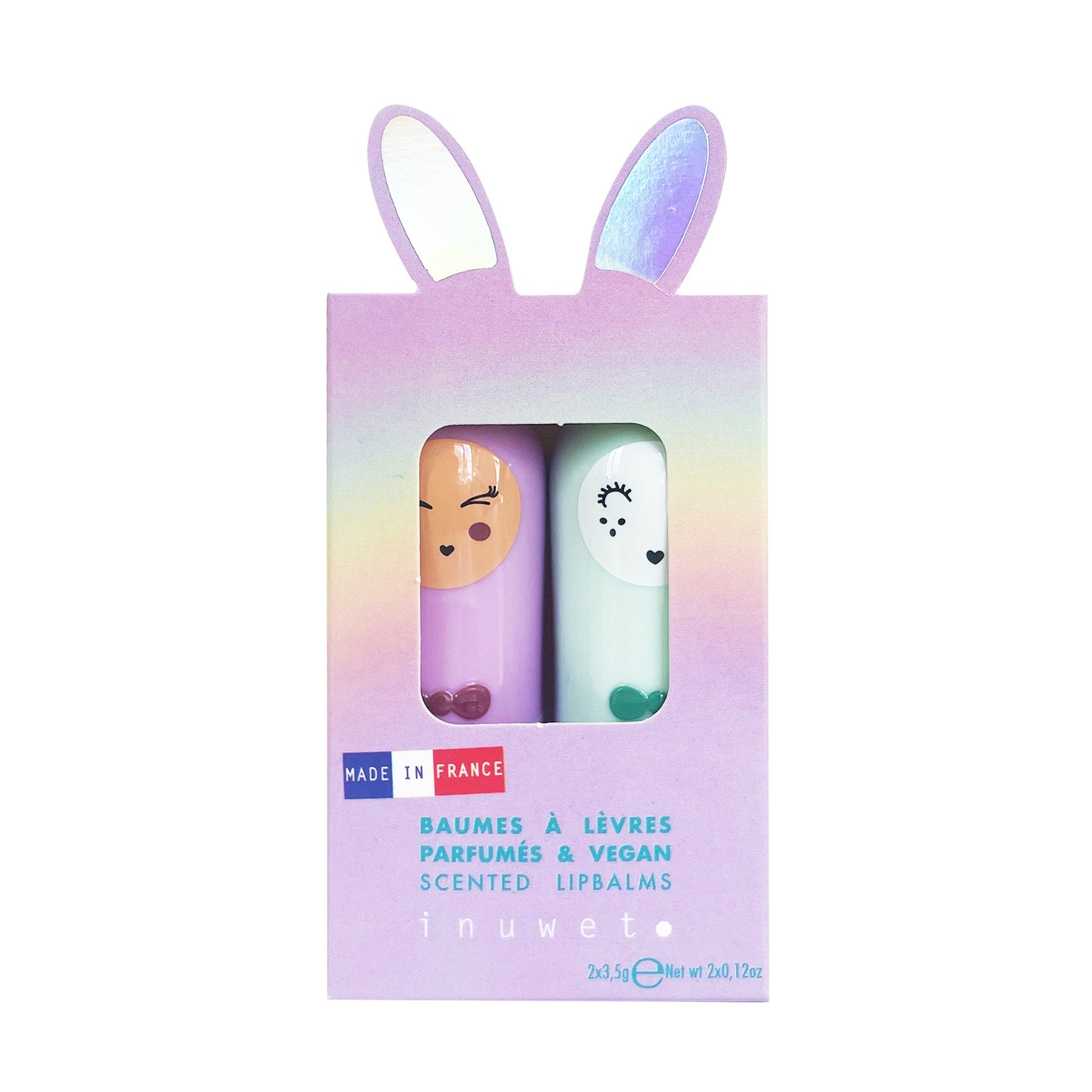〖 inuwet 〗甜蜜兔子潤唇膏二入組（棉花糖/蘋果）