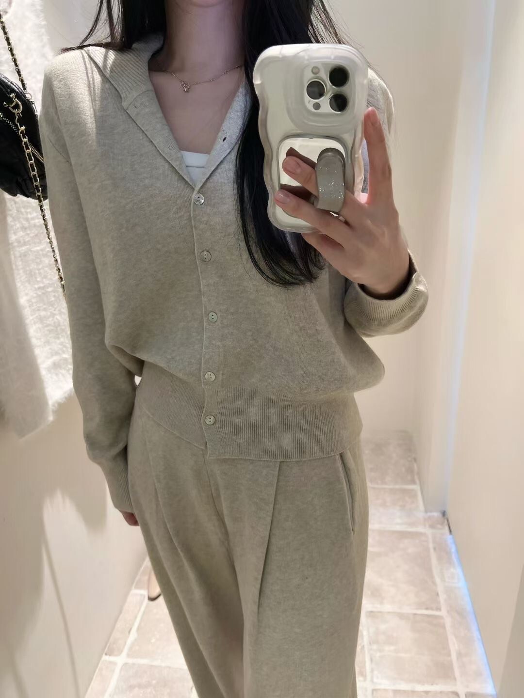 氣質感翻領排釦上衣罩衫+長褲SET / 3色