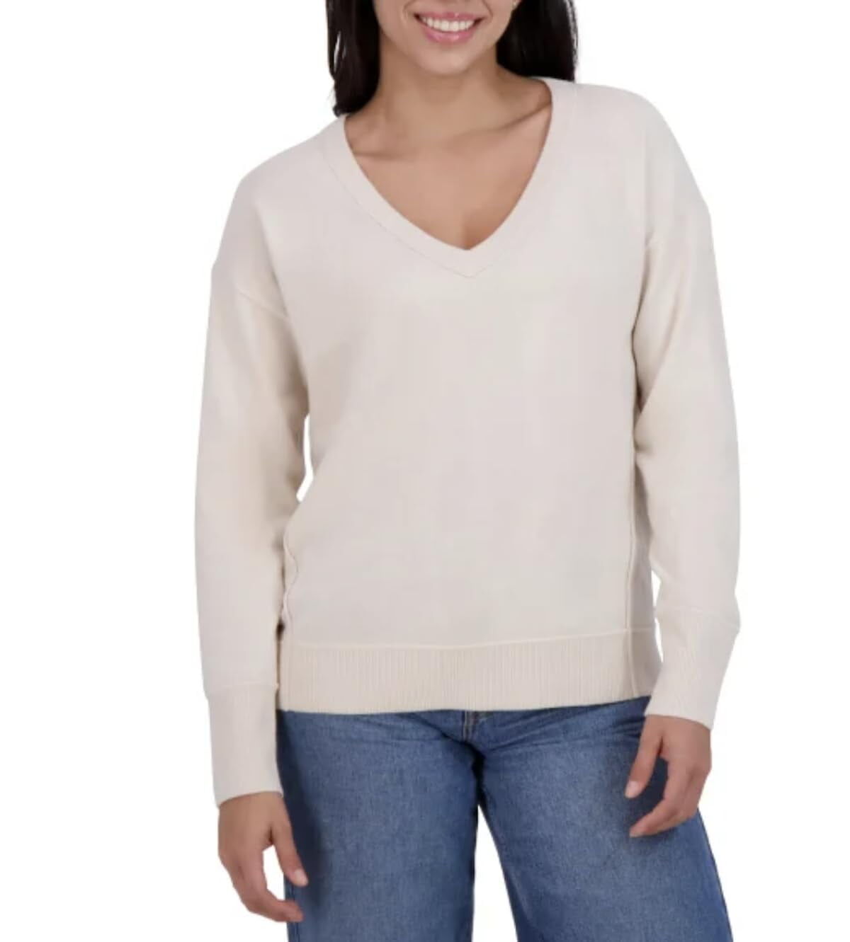 [S] LUCKY BRAND NATURAL MULTI LONG SLEEVE V-NECK, 1886390-NATURAL MULTI (SZZ954)