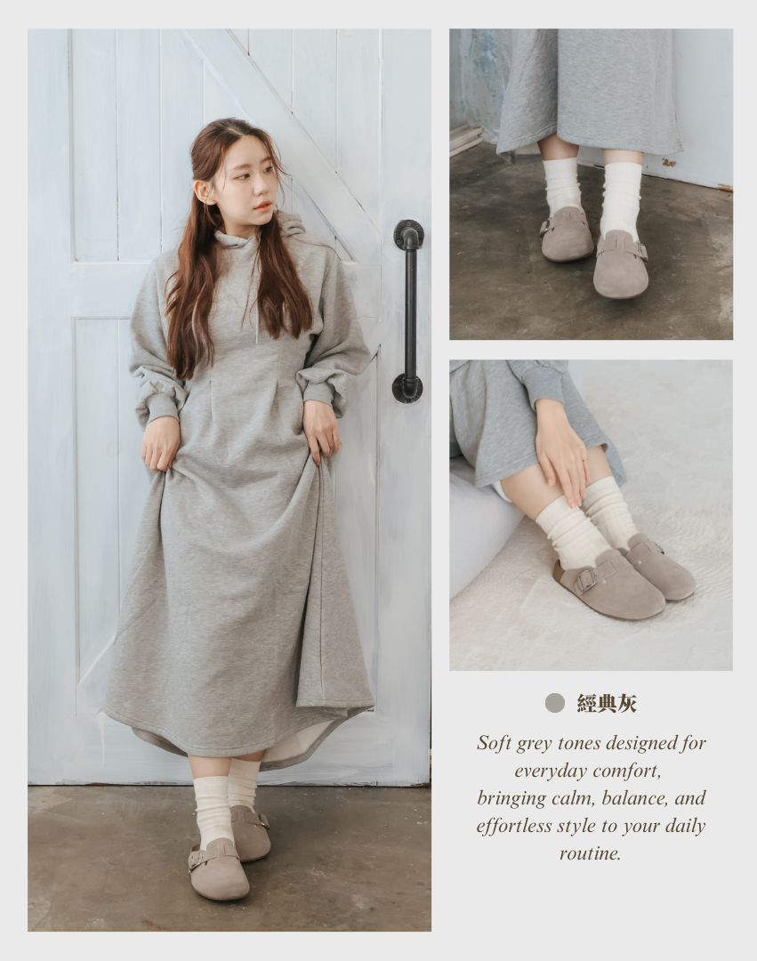 Sanly Joy 記憶沙發勃肯鞋 經典灰女生勃肯拖鞋 日常休閒穿搭