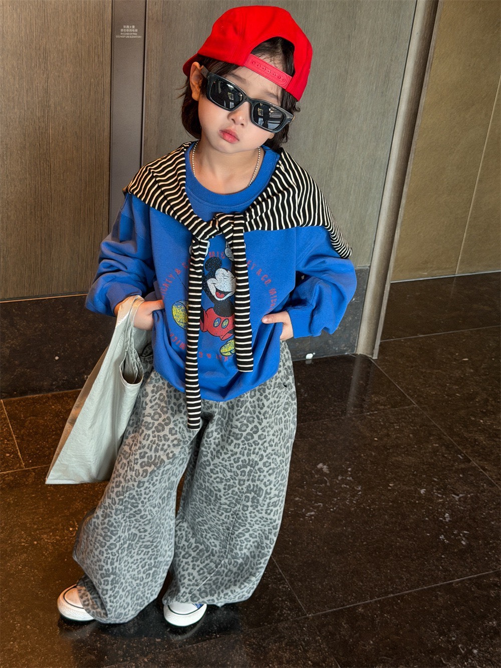 復古豹紋寬鬆長褲