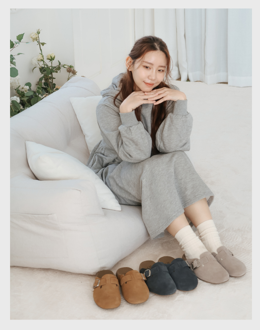 Sanly Joy 記憶沙發勃肯鞋 三色勃肯拖鞋展示 復古棕經典灰復古藍