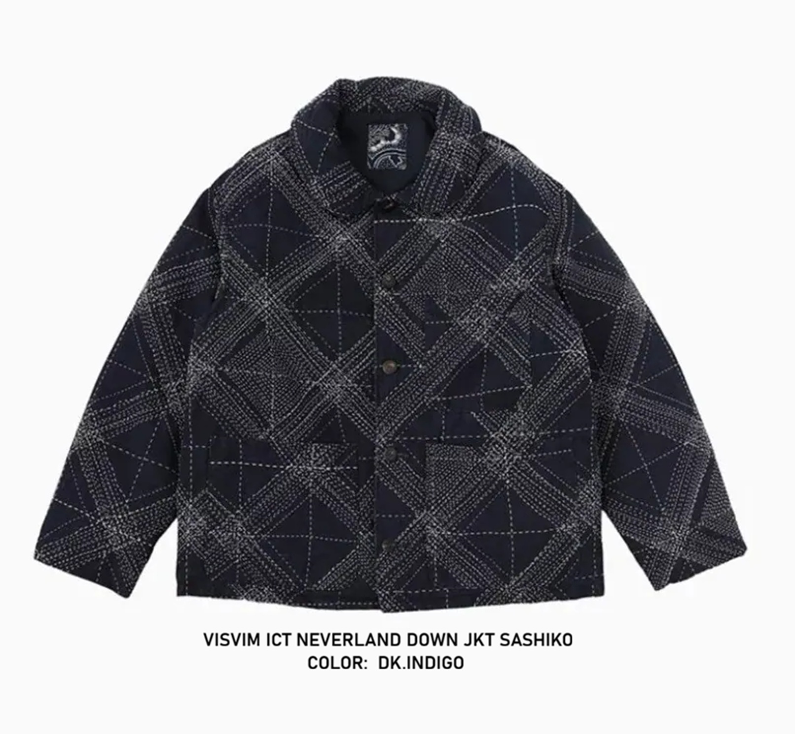 LAST PCS: VISVIM ICT NEVERLAND DOWN JKT SASHIKO - DK.INDIGO PRE ORDER ITEM (預訂中)