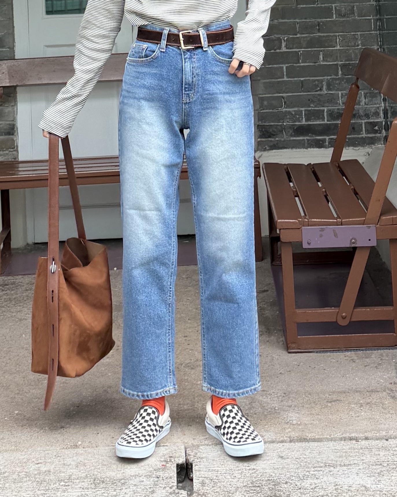 2月新品♥洗水直腳牛仔褲[內橡筋腰]