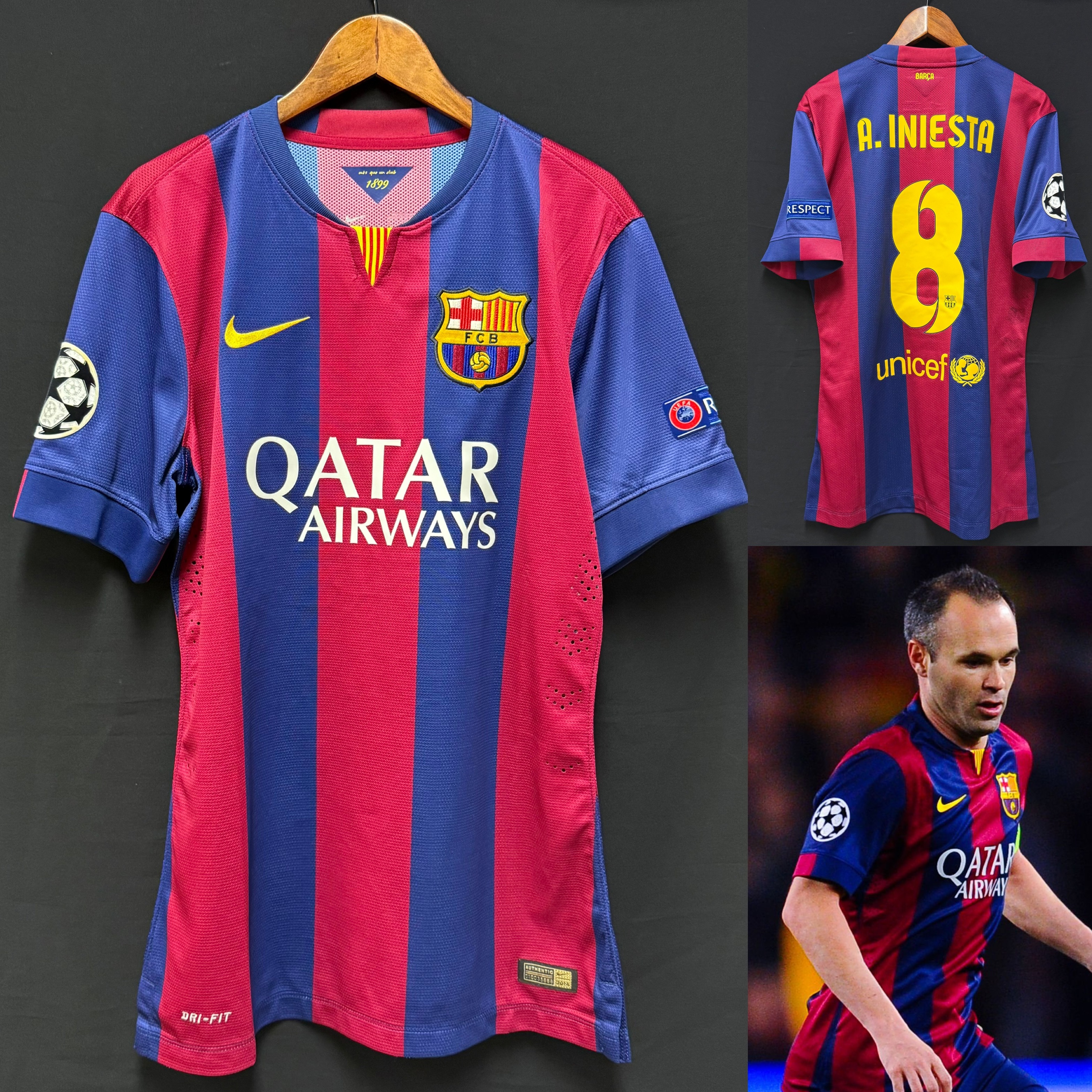 (Match Issue) FC Barcelona 2014-2015 UEFA Champions League Nike Home Match Worn Issue Shirt #8 A INIESTA