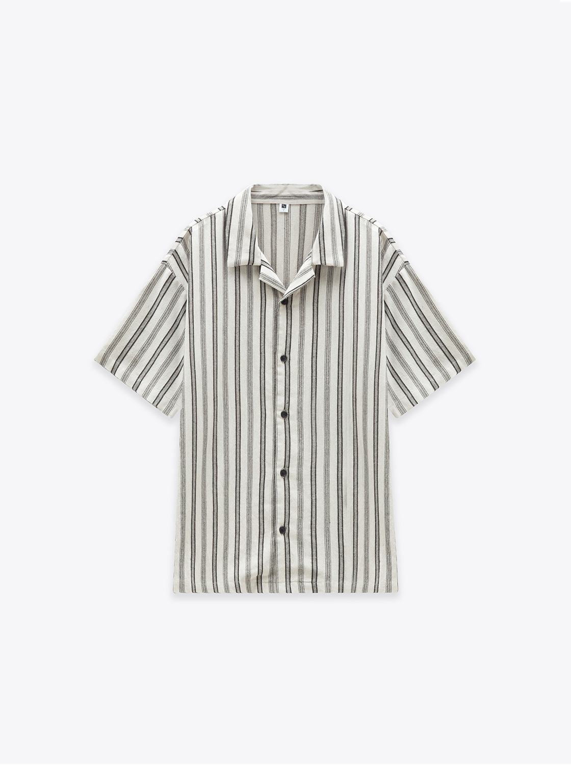 夏日條文麻棉肌理感襯衫