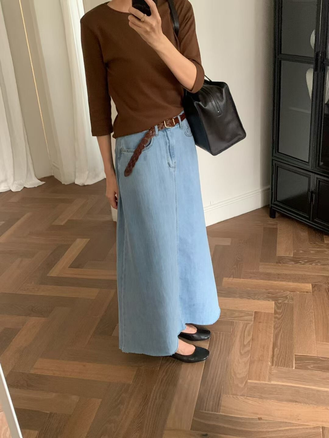 復古女子挺版A字牛仔長裙-S-L / 2色