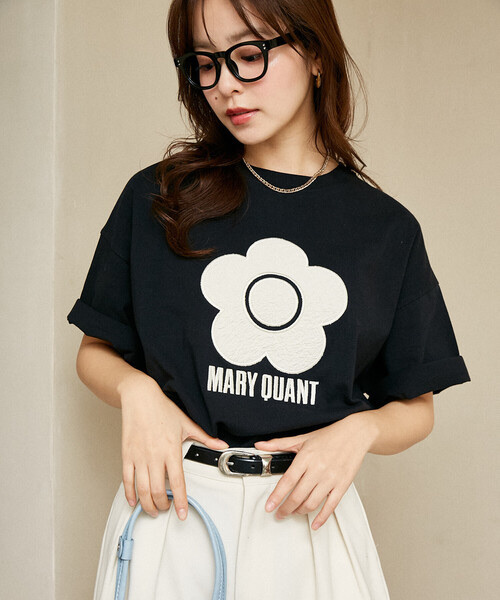MART QUANT / Mixed Material Daisy Art T-shirt