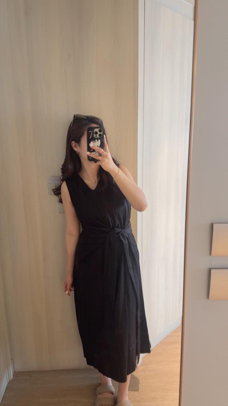 修腰綁帶背心連身裙