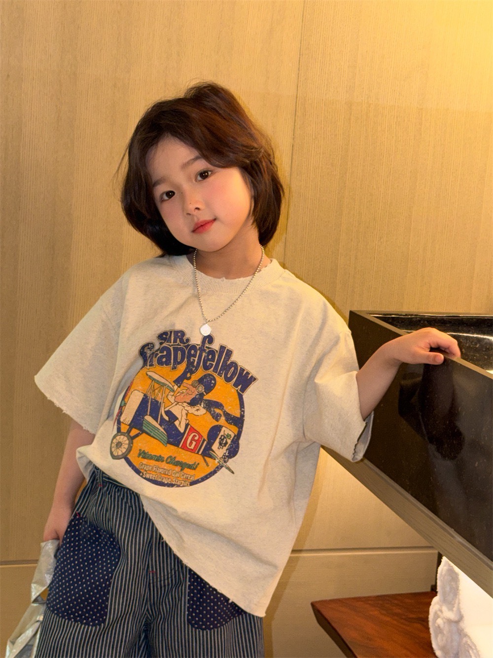 復古塗鴉寬鬆短袖上衣