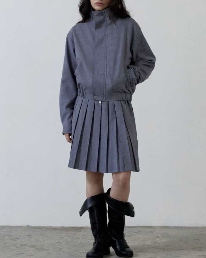 B05-復古格紋set(卡其/藍)