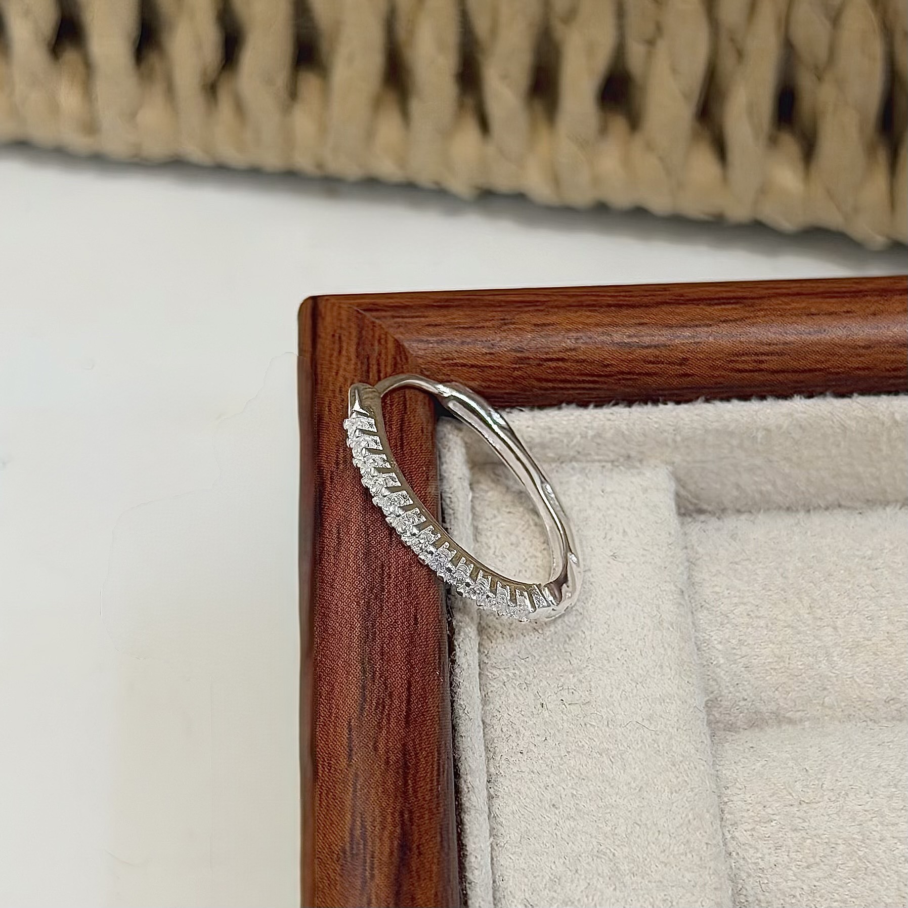 【單支販售】橢圓排鑽波浪雙面純銀易扣