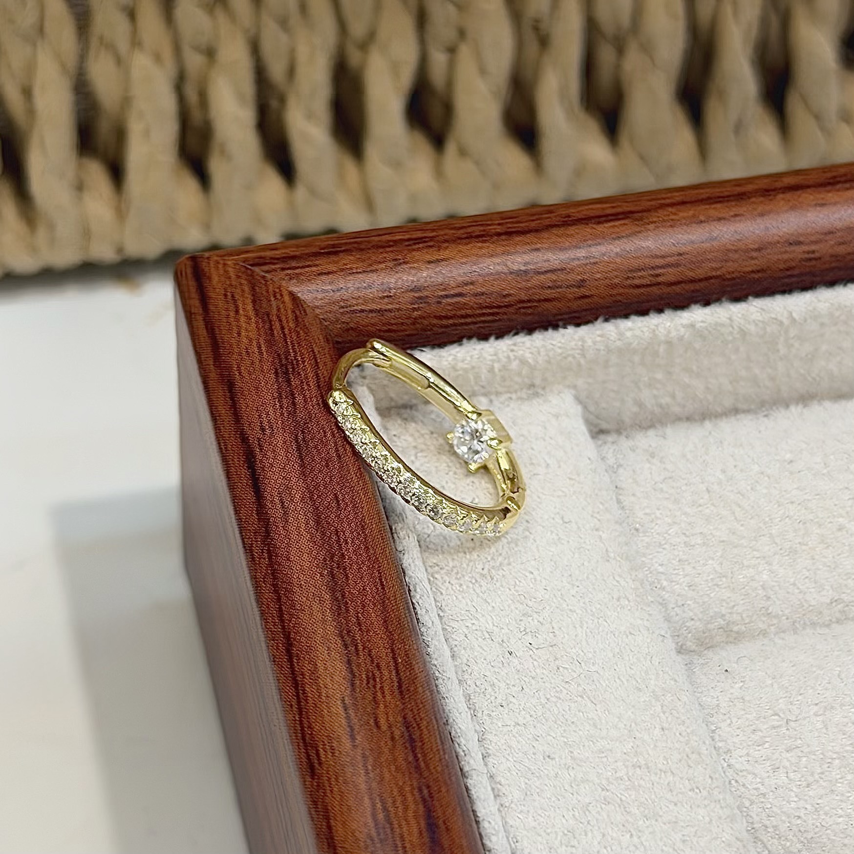 【單支販售】橢圓細排鑽純銀易扣