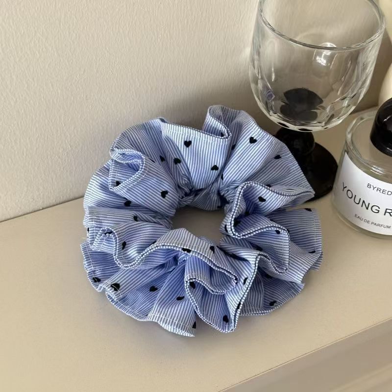 [3 FOR RM10] Blue Striped Heart Polka Dot Scrunchie
