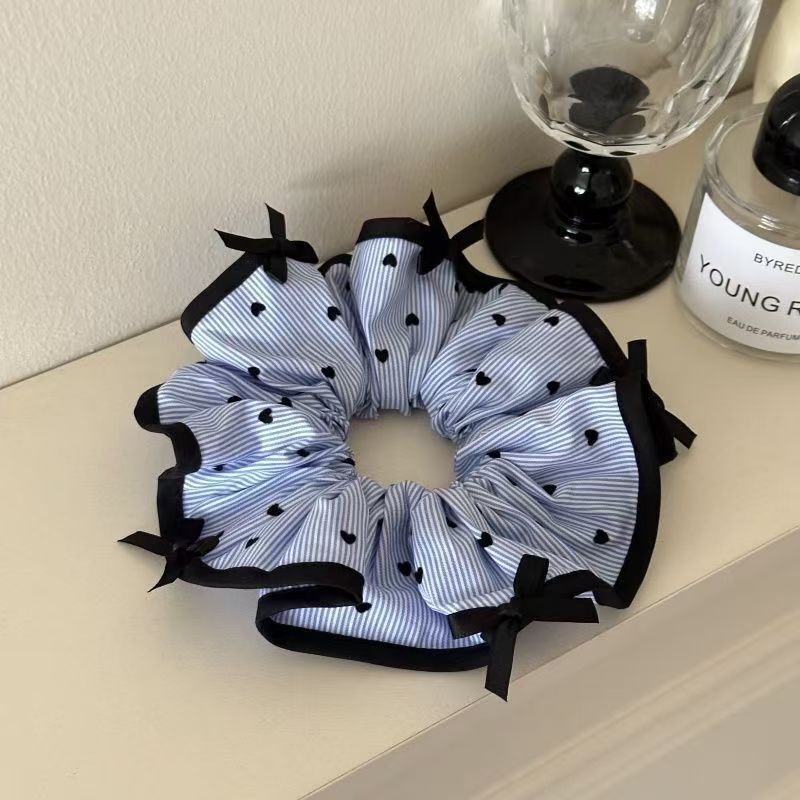 [3 FOR RM10] Blue Striped Heart Polka Dot Scrunchie