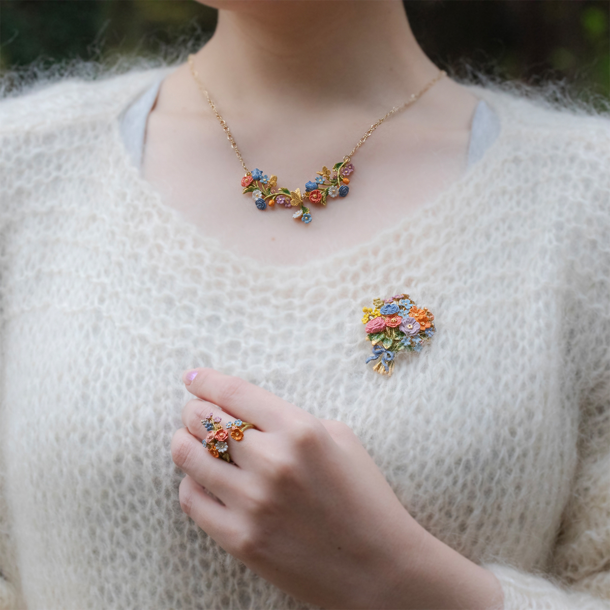 繁花似錦的花園頸鏈/戒指/胸針