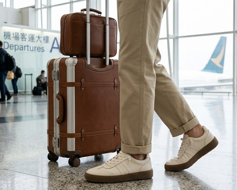 2026 出國旅遊神鞋推薦!Sanly Joy 熱銷破千雙真皮厚底德訓餅乾鞋,解鎖女星機場穿搭。4公分避震厚底與 3M 防潑水,讓妳輕鬆征服日韓兩萬步行程。