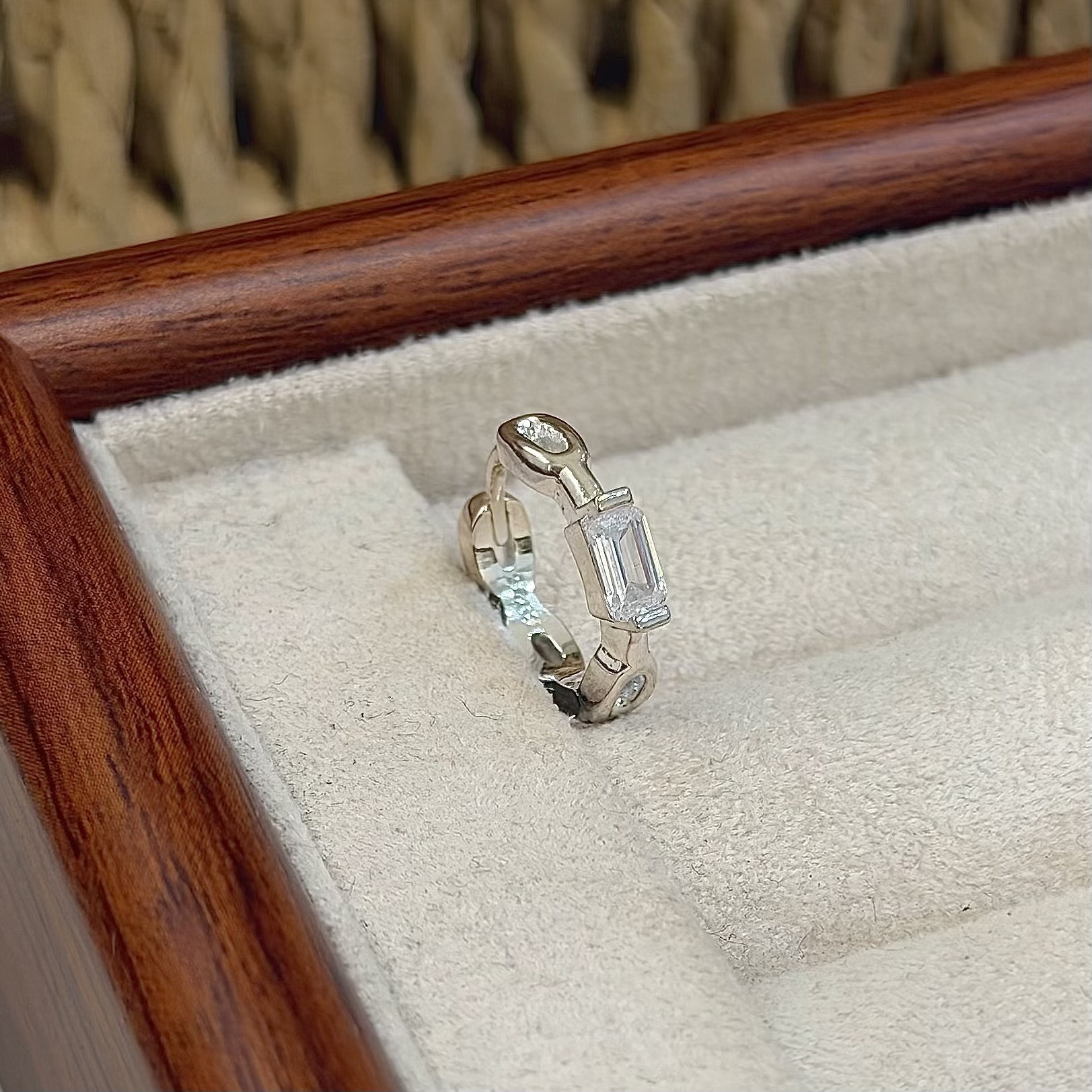 【單支販售】方塊鋯石純銀易扣