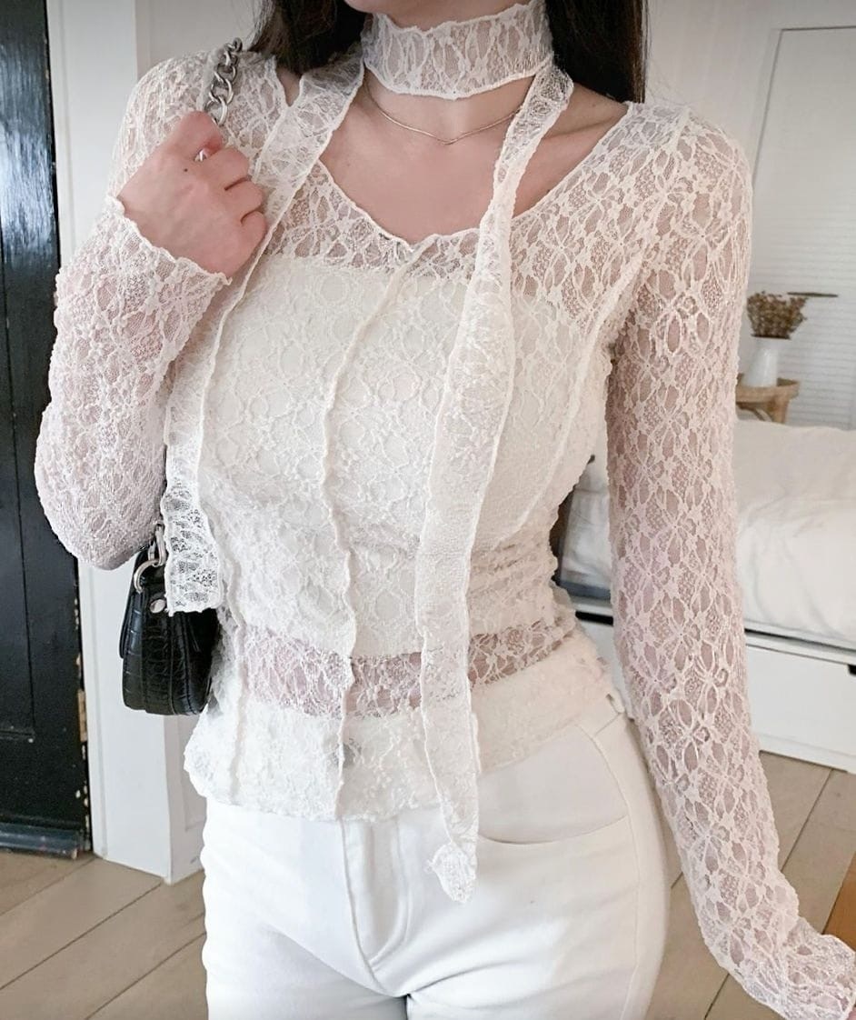 [2026最新款] Lace花花choker透膚上衣💓