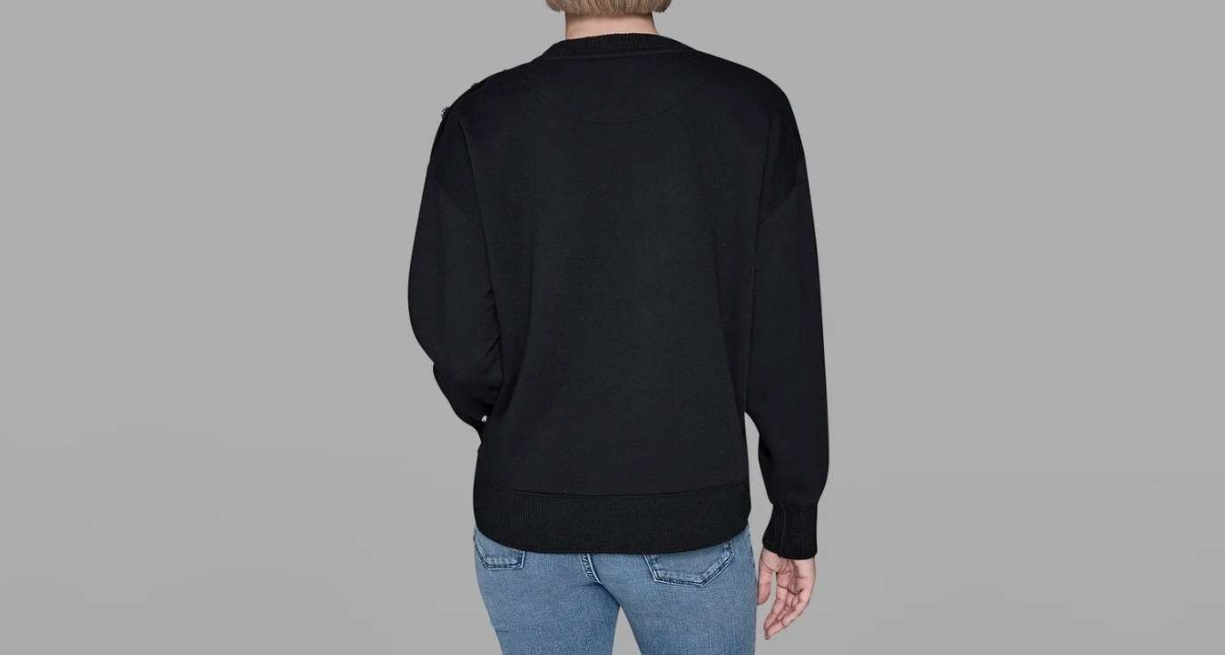[S] KARL LAGERFELD BLACK FLEECE WHIMSY SWEATSHIRT, L5TH7C80-BLK (SKL1508)