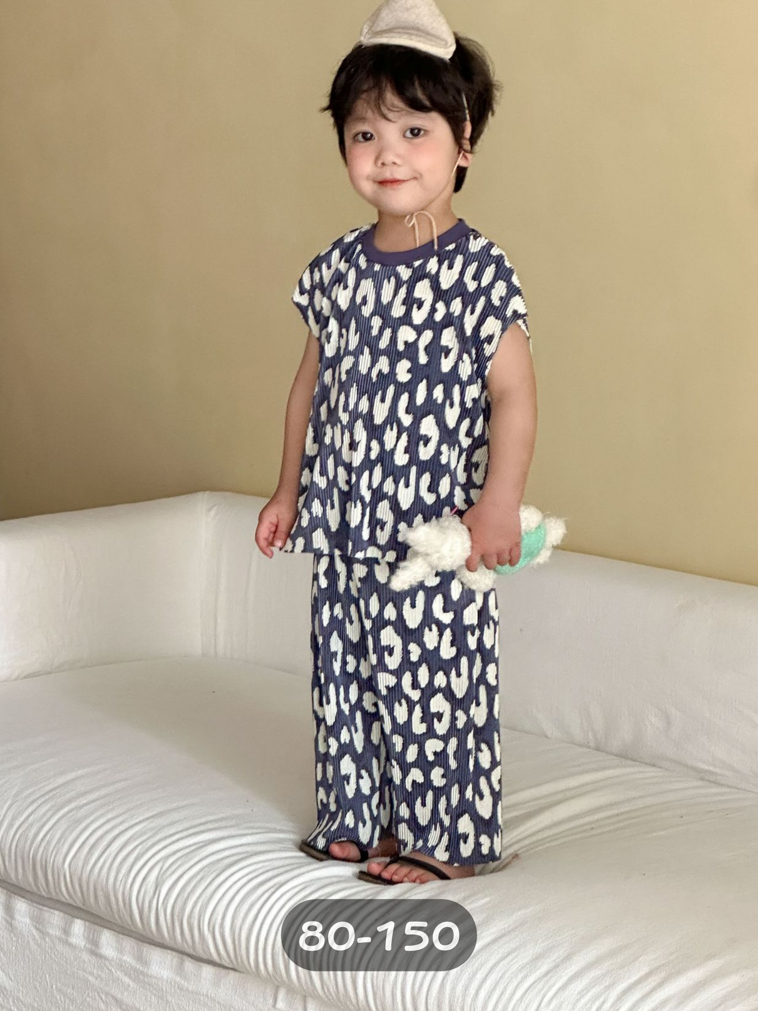 風琴摺豹紋 短袖套裝2件組