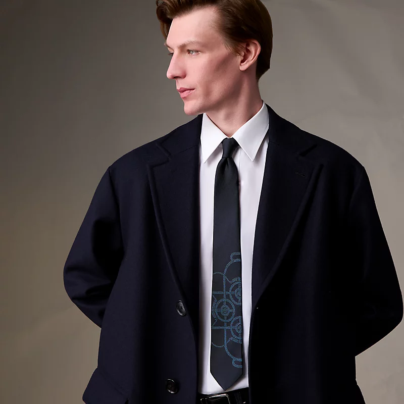 HERMES Eperon d'Or Tie marine / ciel NO.59 領帶