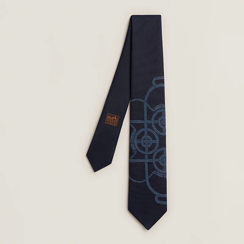 HERMES Eperon d'Or Tie marine / ciel NO.59 領帶